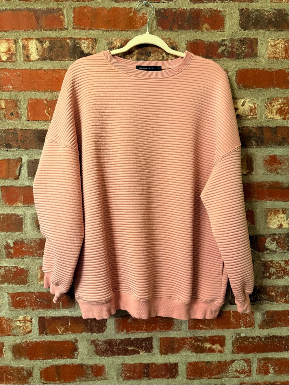 T225 -Wiholl Ribbed Crewneck Sweatshirt - Dusty Pink